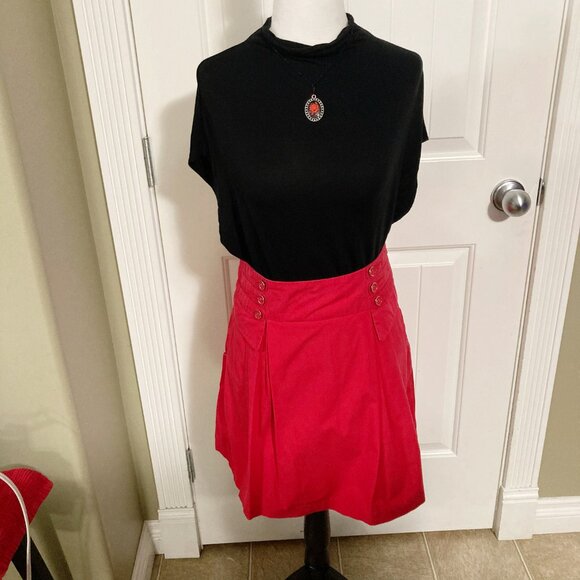 LADY DUTCH Vintage light red pleated a-line mini skater skirt ~ SMALL MEDIUM - Picture 3 of 15